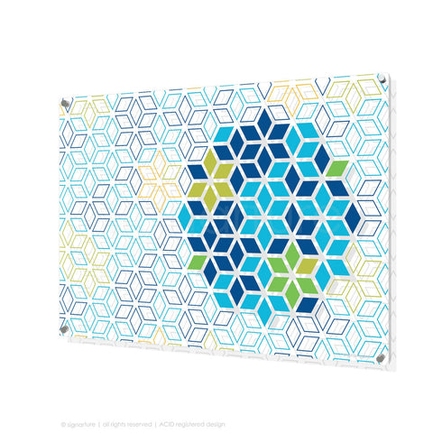 geometric perspex art tribeca blue rectangular