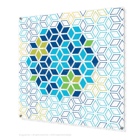 geometric perspex art tribeca blue square