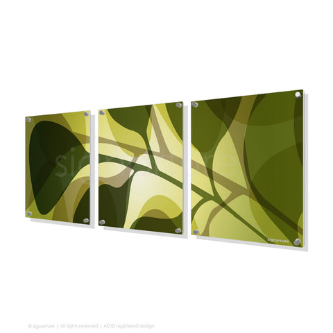 contemporary perspex art kuranda green triptych