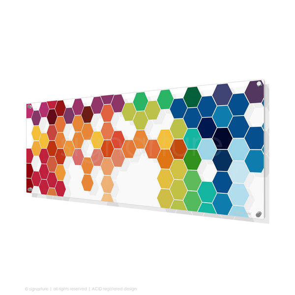 perspex plexiglas acrylic glass art geometric hexagon rainbow print ...