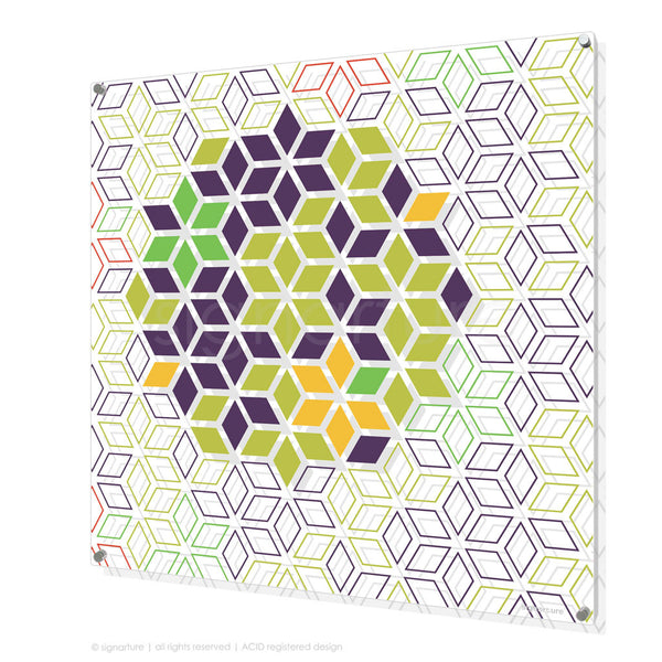 perspex plexiglas acrylic glass art geometric mosaic purple print ...