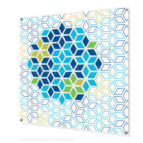 geometric perspex art tribeca blue square
