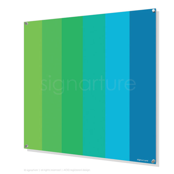 perspex plexiglas acrylic glass art rainbow striped blue print | Signarture