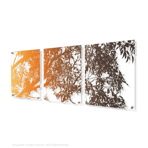 tree perspex art blackheath orange triptych