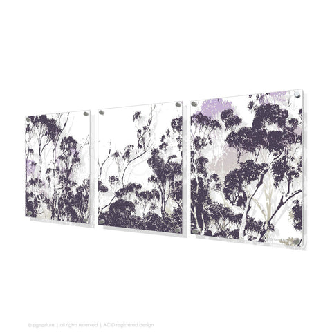 tree perspex art braidwood purple triptych